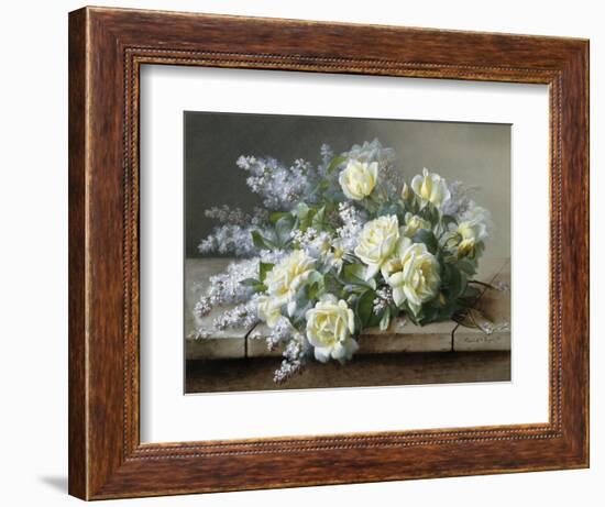 A Still Life with Yellow Roses-Raoul De Longpre-Framed Photographic Print