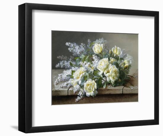 A Still Life with Yellow Roses-Raoul De Longpre-Framed Photographic Print