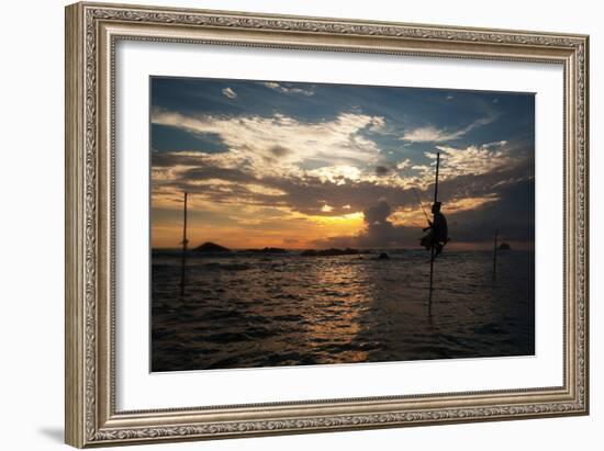 A Stilt Fisherman at Sunset-Alex Saberi-Framed Photographic Print