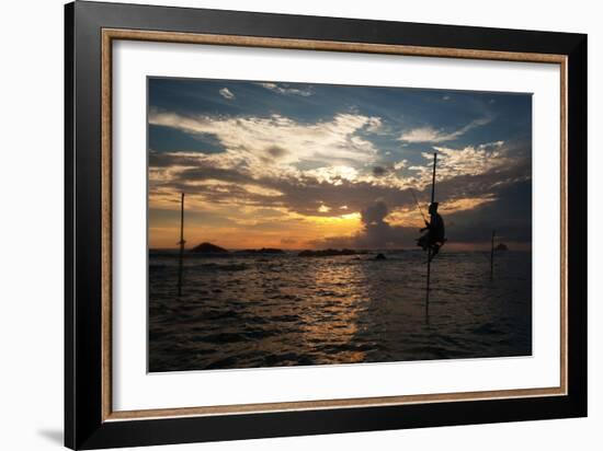 A Stilt Fisherman at Sunset-Alex Saberi-Framed Photographic Print