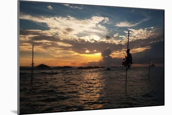 A Stilt Fisherman at Sunset-Alex Saberi-Mounted Photographic Print