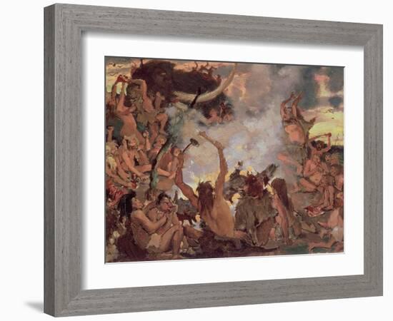 A Stone Age Feast, 1883-Victor Mikhailovich Vasnetsov-Framed Giclee Print