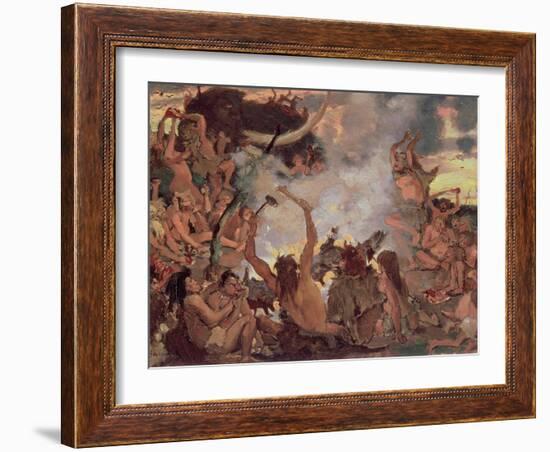 A Stone Age Feast, 1883-Victor Mikhailovich Vasnetsov-Framed Giclee Print