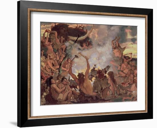 A Stone Age Feast, 1883-Victor Mikhailovich Vasnetsov-Framed Giclee Print