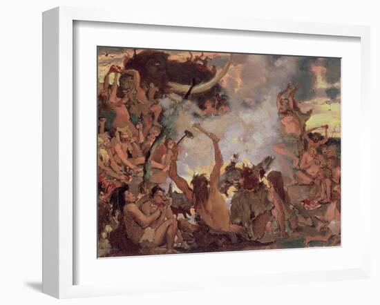 A Stone Age Feast, 1883-Victor Mikhailovich Vasnetsov-Framed Giclee Print