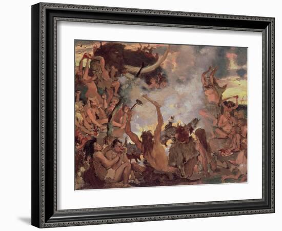 A Stone Age Feast, 1883-Victor Mikhailovich Vasnetsov-Framed Giclee Print