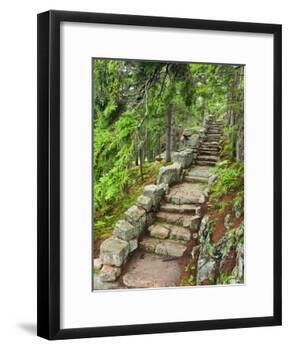 A Stone Staircase at the Thuya Gardens in Northeast Harbor, Maine, Usa-Jerry & Marcy Monkman-Framed Photographic Print