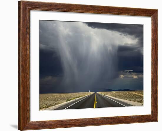A Storm Crosses Highway 50, 'America's Loneliest Road'.-Jon Hicks-Framed Photographic Print