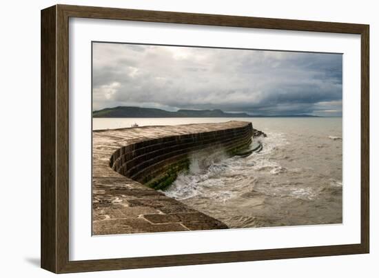 A Stormy Day at the Cobb in Lyme Regis in Dorset, England UK-Tracey Whitefoot-Framed Photographic Print