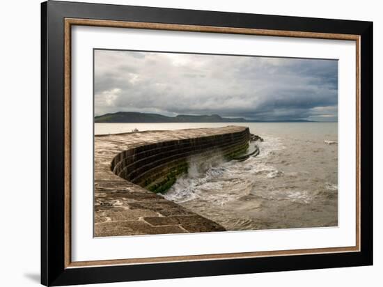 A Stormy Day at the Cobb in Lyme Regis in Dorset, England UK-Tracey Whitefoot-Framed Photographic Print