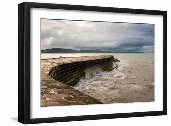 A Stormy Day at the Cobb in Lyme Regis in Dorset, England UK-Tracey Whitefoot-Framed Photographic Print