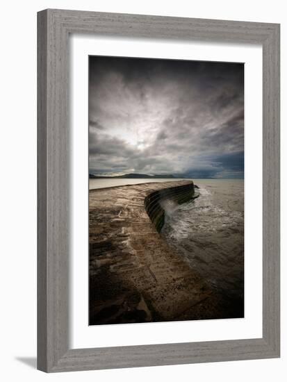 A Stormy Day on the Cobb at Lyme Regis in Dorset, England UK-Tracey Whitefoot-Framed Photographic Print