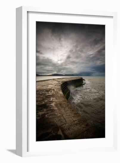 A Stormy Day on the Cobb at Lyme Regis in Dorset, England UK-Tracey Whitefoot-Framed Photographic Print
