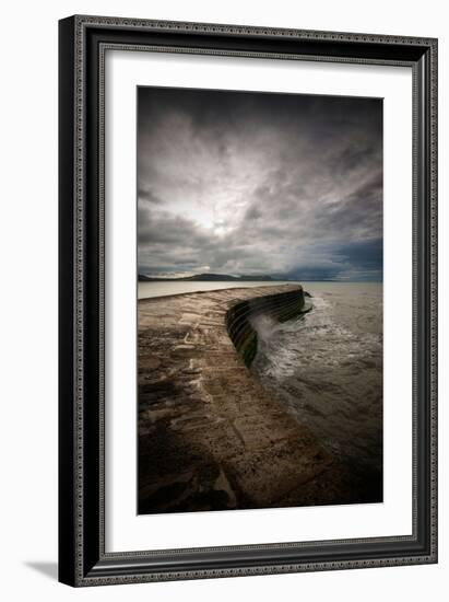 A Stormy Day on the Cobb at Lyme Regis in Dorset, England UK-Tracey Whitefoot-Framed Photographic Print