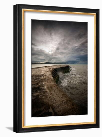 A Stormy Day on the Cobb at Lyme Regis in Dorset, England UK-Tracey Whitefoot-Framed Photographic Print