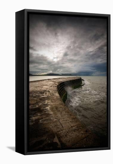 A Stormy Day on the Cobb at Lyme Regis in Dorset, England UK-Tracey Whitefoot-Framed Premier Image Canvas