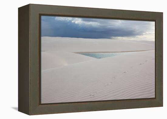 A Stormy Sky Above Brazil's Lencois Maranhenses Sand Dunes and Lagoons-Alex Saberi-Framed Premier Image Canvas