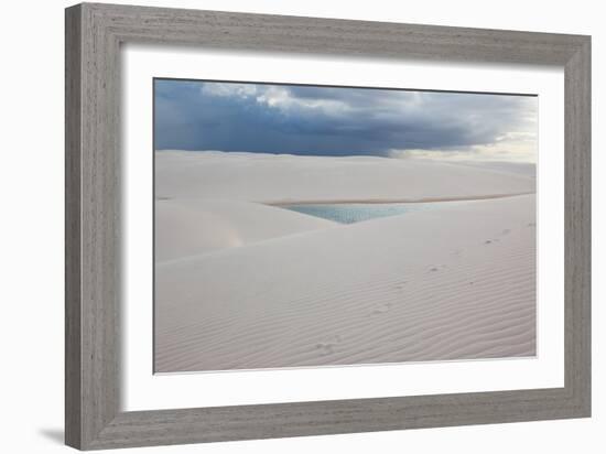 A Stormy Sky Above Brazil's Lencois Maranhenses Sand Dunes and Lagoons-Alex Saberi-Framed Photographic Print