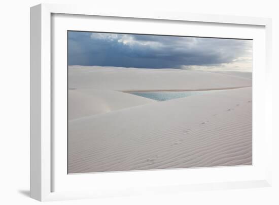 A Stormy Sky Above Brazil's Lencois Maranhenses Sand Dunes and Lagoons-Alex Saberi-Framed Photographic Print