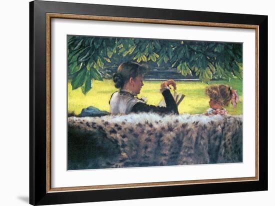 A Story Read-James Tissot-Framed Art Print