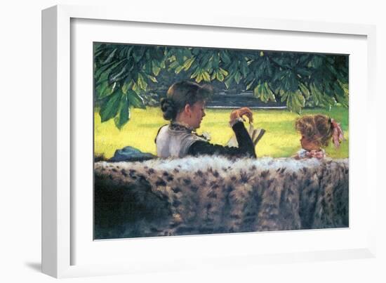 A Story Read-James Tissot-Framed Art Print