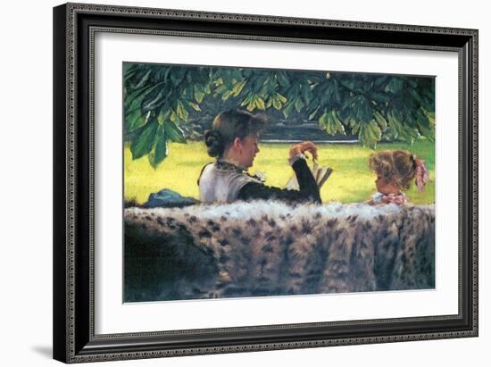 A Story Read-James Tissot-Framed Art Print