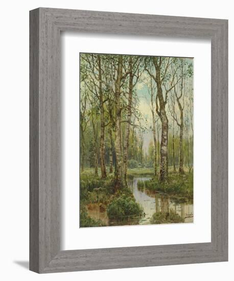 A Stream Running Through a Birch Wood-Semyon Fedorov-Framed Giclee Print