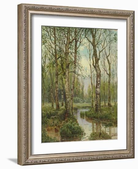 A Stream Running Through a Birch Wood-Semyon Fedorov-Framed Giclee Print