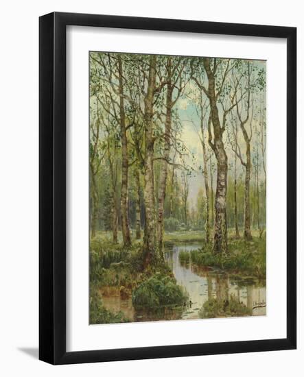 A Stream Running Through a Birch Wood-Semyon Fedorov-Framed Giclee Print