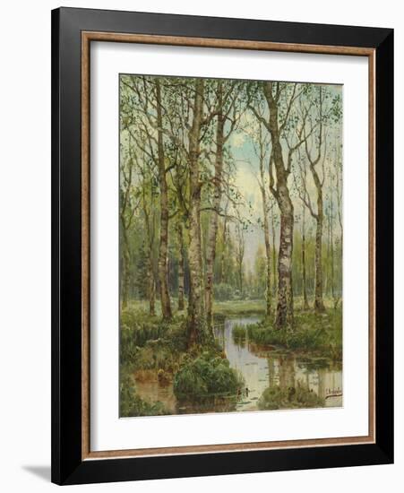 A Stream Running Through a Birch Wood-Semyon Fedorov-Framed Giclee Print