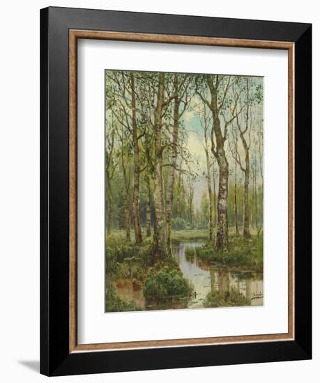 A Stream Running Through a Birch Wood-Semyon Fedorov-Framed Premium Giclee Print