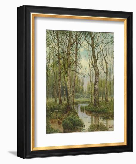 A Stream Running Through a Birch Wood-Semyon Fedorov-Framed Premium Giclee Print