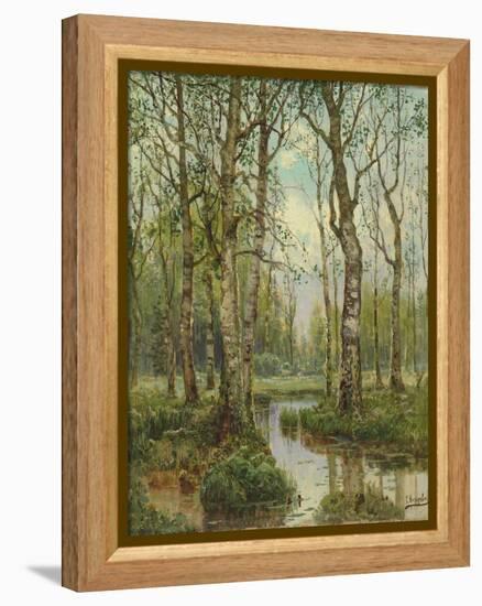 A Stream Running Through a Birch Wood-Semyon Fedorov-Framed Premier Image Canvas