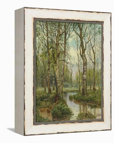 A Stream Running Through a Birch Wood-Semyon Fedorov-Framed Premier Image Canvas