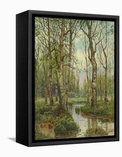 A Stream Running Through a Birch Wood-Semyon Fedorov-Framed Premier Image Canvas