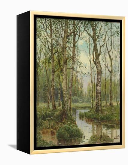 A Stream Running Through a Birch Wood-Semyon Fedorov-Framed Premier Image Canvas