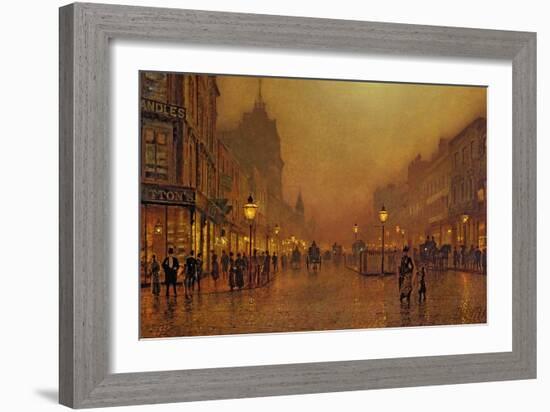 A Street at Night-John Atkinson Grimshaw-Framed Giclee Print