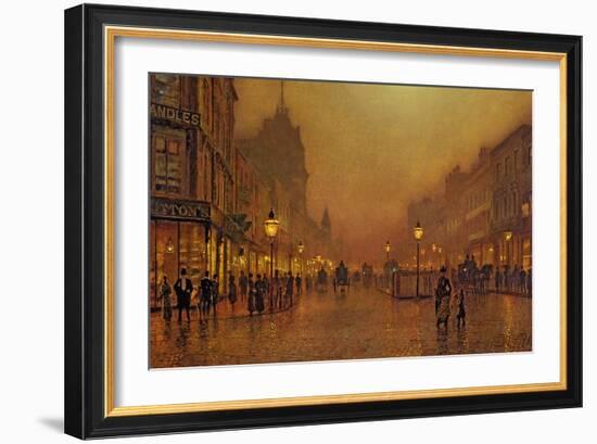 A Street at Night-John Atkinson Grimshaw-Framed Giclee Print