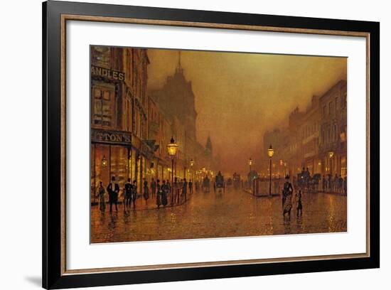 A Street at Night-John Atkinson Grimshaw-Framed Giclee Print