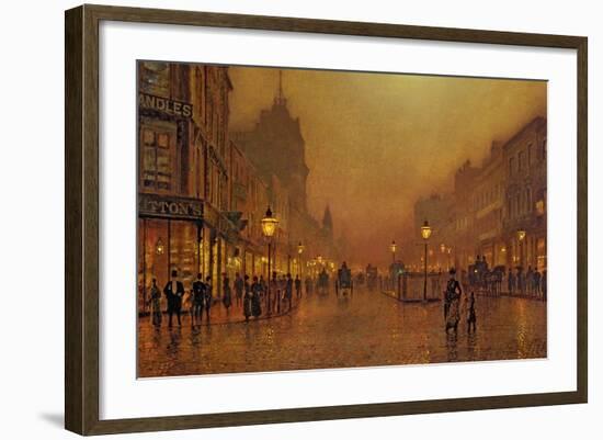 A Street at Night-John Atkinson Grimshaw-Framed Giclee Print