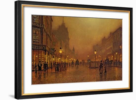 A Street at Night-John Atkinson Grimshaw-Framed Giclee Print