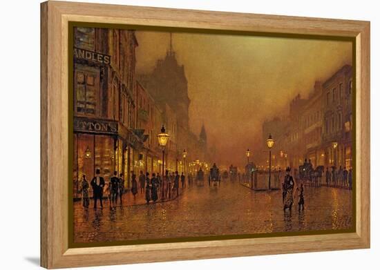 A Street at Night-John Atkinson Grimshaw-Framed Premier Image Canvas