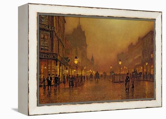 A Street at Night-John Atkinson Grimshaw-Framed Premier Image Canvas