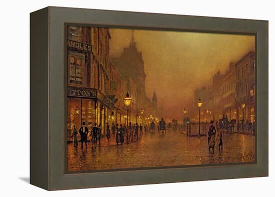 A Street at Night-John Atkinson Grimshaw-Framed Premier Image Canvas