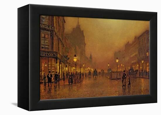 A Street at Night-John Atkinson Grimshaw-Framed Premier Image Canvas