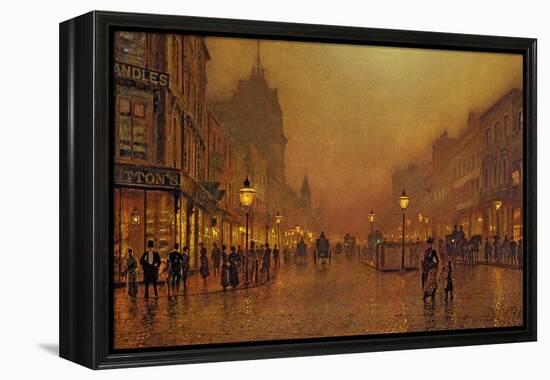 A Street at Night-John Atkinson Grimshaw-Framed Premier Image Canvas