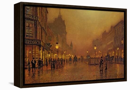 A Street at Night-John Atkinson Grimshaw-Framed Premier Image Canvas