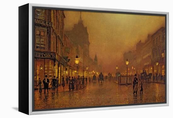 A Street at Night-John Atkinson Grimshaw-Framed Premier Image Canvas