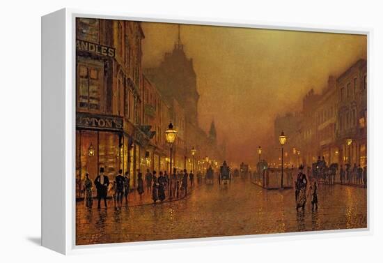 A Street at Night-John Atkinson Grimshaw-Framed Premier Image Canvas