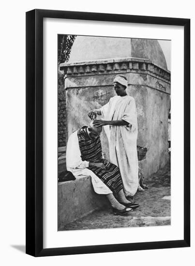 A Street Barber and His Client, Algeria, Africa, 1922-Donald Mcleish-Framed Giclee Print